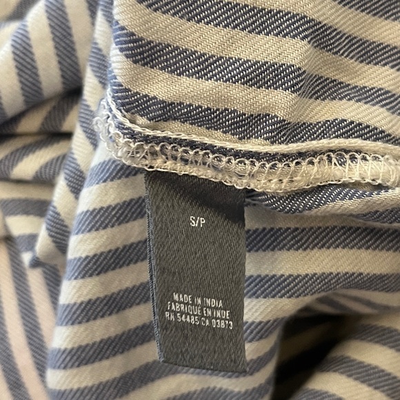 Aerie Intimates Sleepwear Pinstripes Blue White Long Sleeve Ruffle V-Neck Tunic - Picture 6 of 6